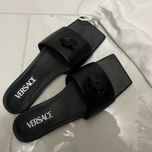 Versace Black Sandals Slides